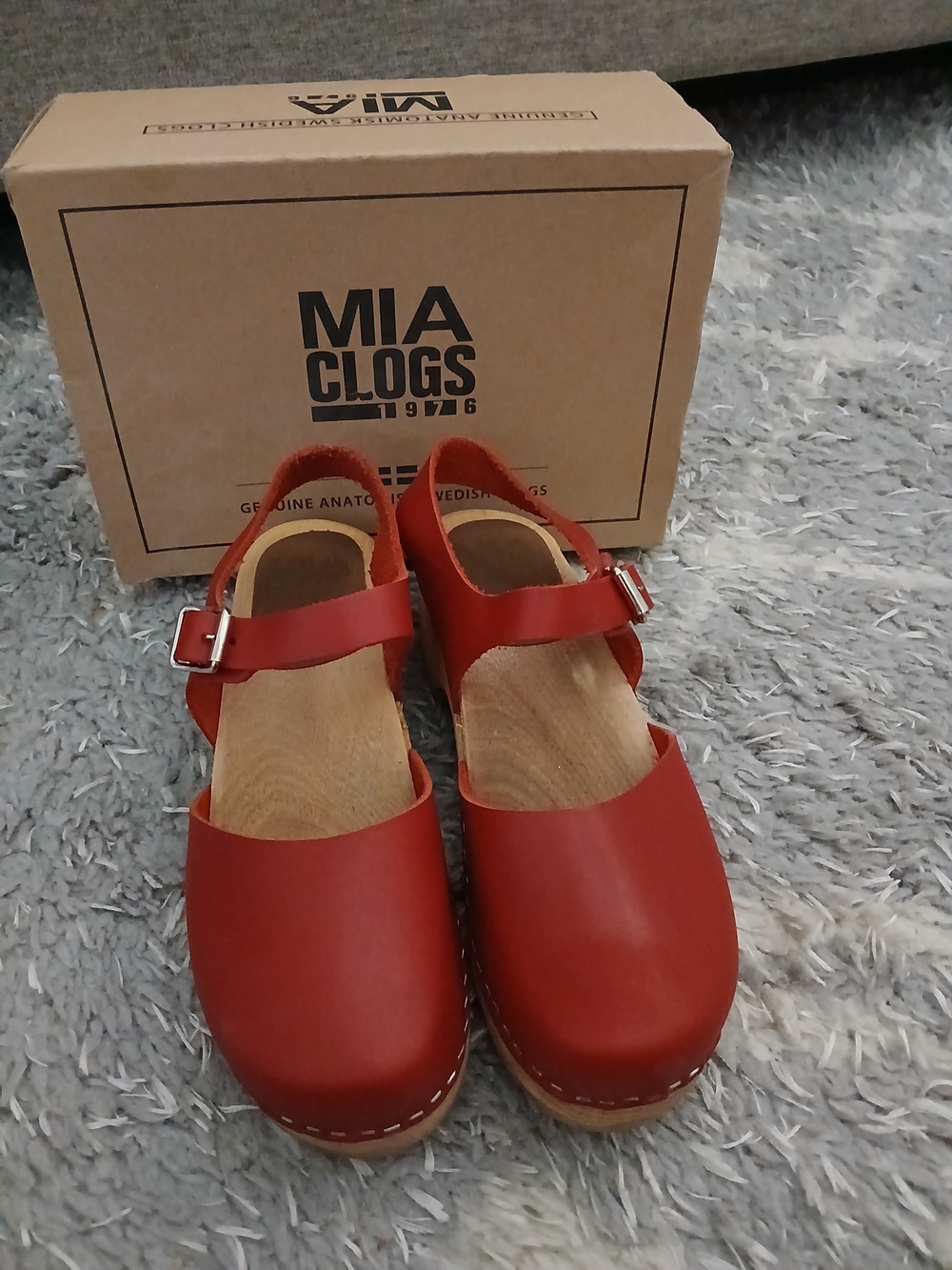 Red Leather Clogs